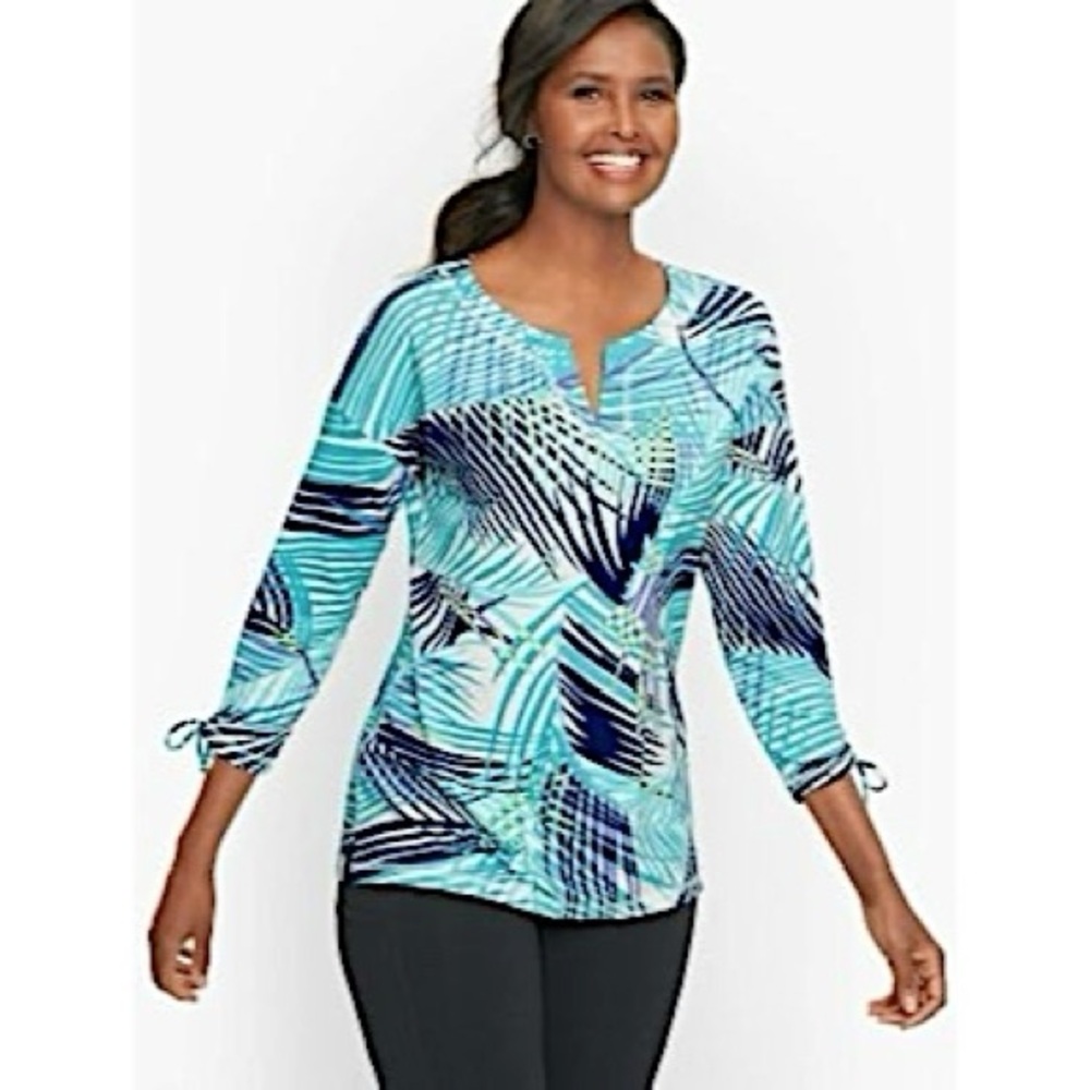 NWT Talbots Tropical Palm Print Top S